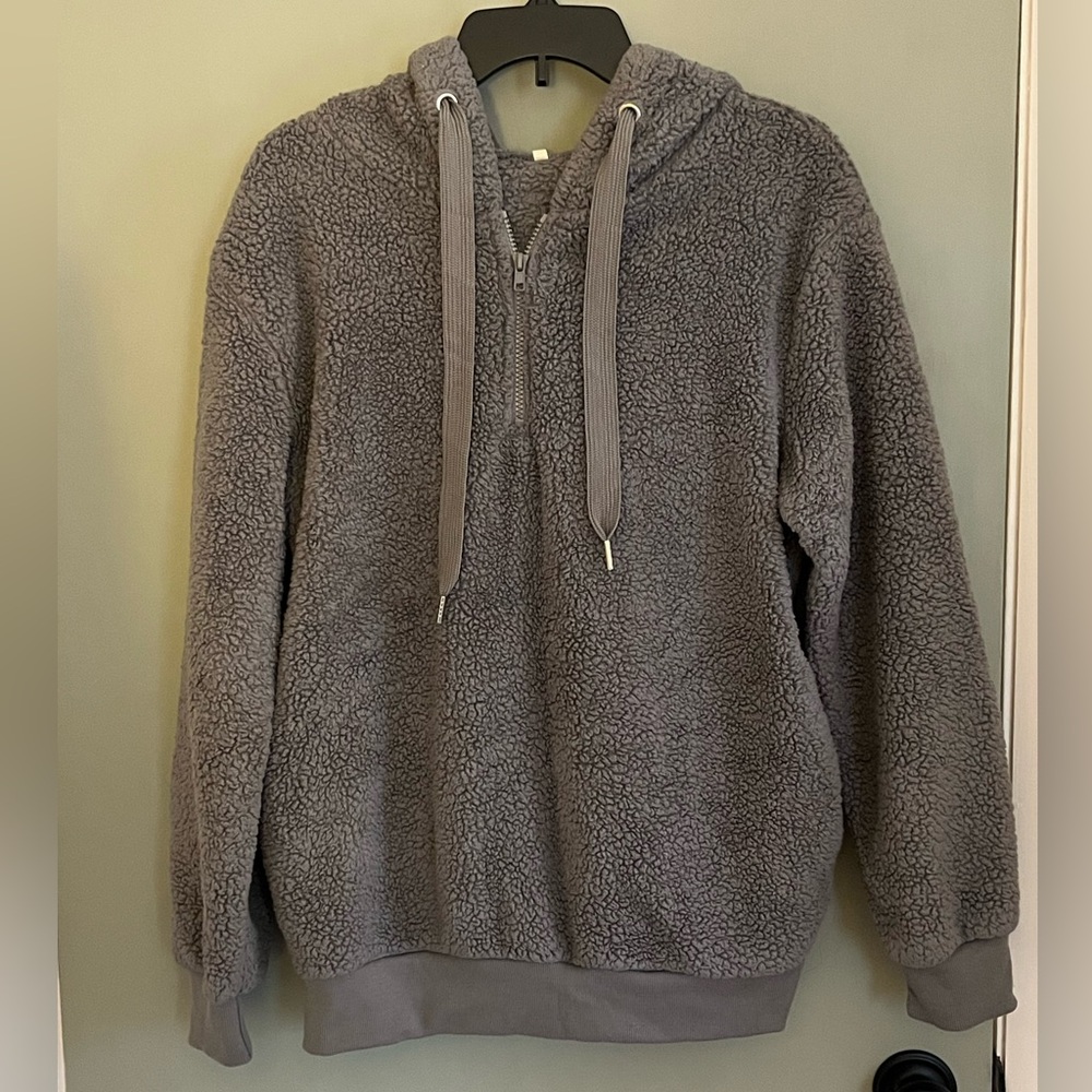 Amazon | Women’s Gray Long Sleeved Sherpa Hoodie